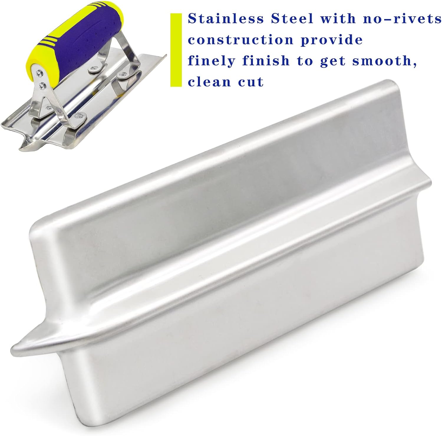Concrete Tools Set Stainless Steel Concrete Hand Edger (6" x 3", 1/2" R) and Groover (6" x 3", 1/2" W,1/2" D) Plaster