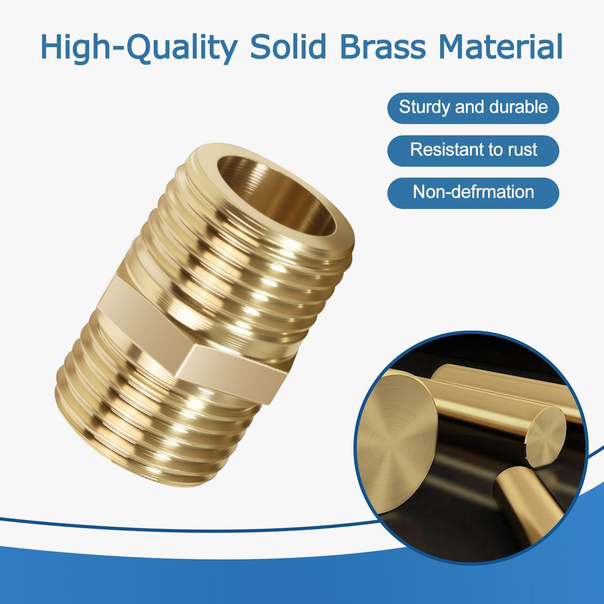 1/2 Inch Npt Brass Nipple Male To Male Pipe Fitting Adapter