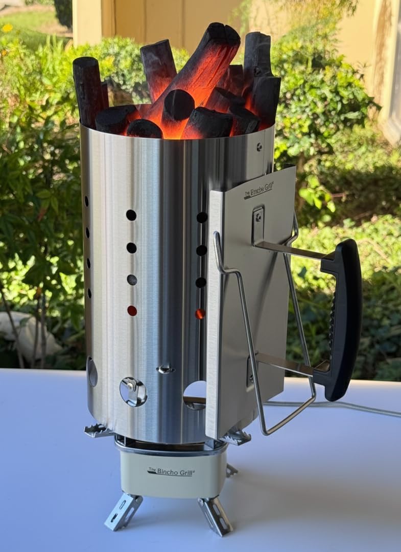 Stainless Steel Charcoal Chimney Starter – Perfect for Binchotan Charcoal & All Lump Charcoals and Briquettes, Built