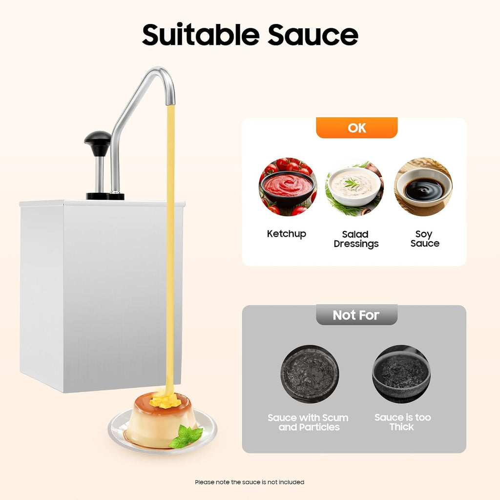 4.2Qt Cheese Dispenser with Pump, Stainless Steel Condiment Pump for Sauces