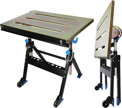 Adjustable Welding Table with Wheels Portable Steel Stand Workbench 30 in. x 20 in.