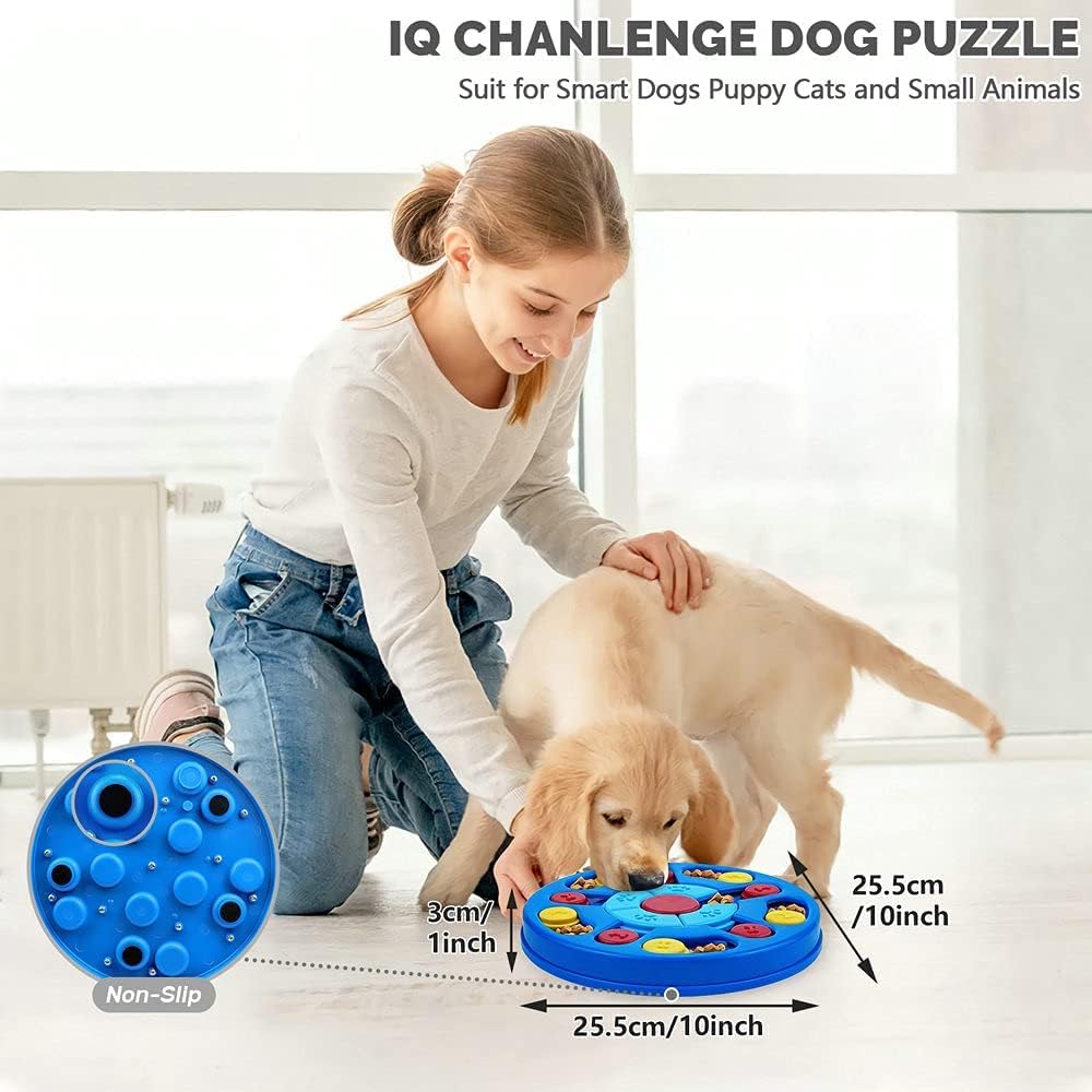 Interactive Dog Puzzle Toys for Puppy IQ Stimulation &Treat Training,Treat Dispenser Squeaky Toy for Smart Dogs