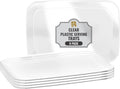 6 Pack Clear Plastic Serving Trays For Party, 12.75 x 8.25 In - Heavy Duty Plastic Trays For Food - Rectangular Platters