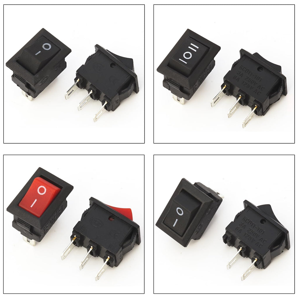 Rocker Switch PCB Switch Assortment Kit,KCD11 Mini Rocker Switch 2Pin 3Pin ON/Off Switch Panel Mount Latching Rocker Switch for Electronic Applications (KI-RK-KCD11)