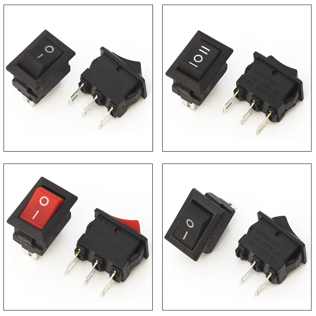 Rocker Switch PCB Switch Assortment Kit,KCD11 Mini Rocker Switch 2Pin 3Pin ON/Off Switch Panel Mount Latching Rocker Switch for Electronic Applications (KI-RK-KCD11)