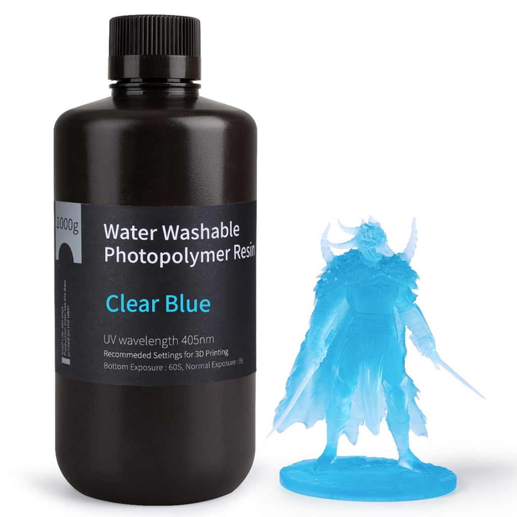 ELEGOO Water Washable 3D Printer Resin Clear Blue 1000g | 405nm UV Curing Photopolymer Resina for Mars Saturn Jupiter