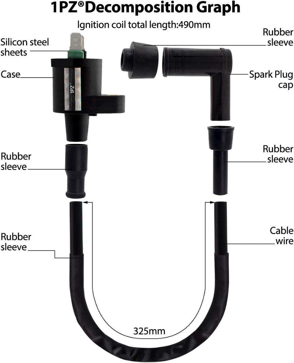 1PZ Ignition Coil for Honda TRX300 FourTrax 1988-2000 ATV