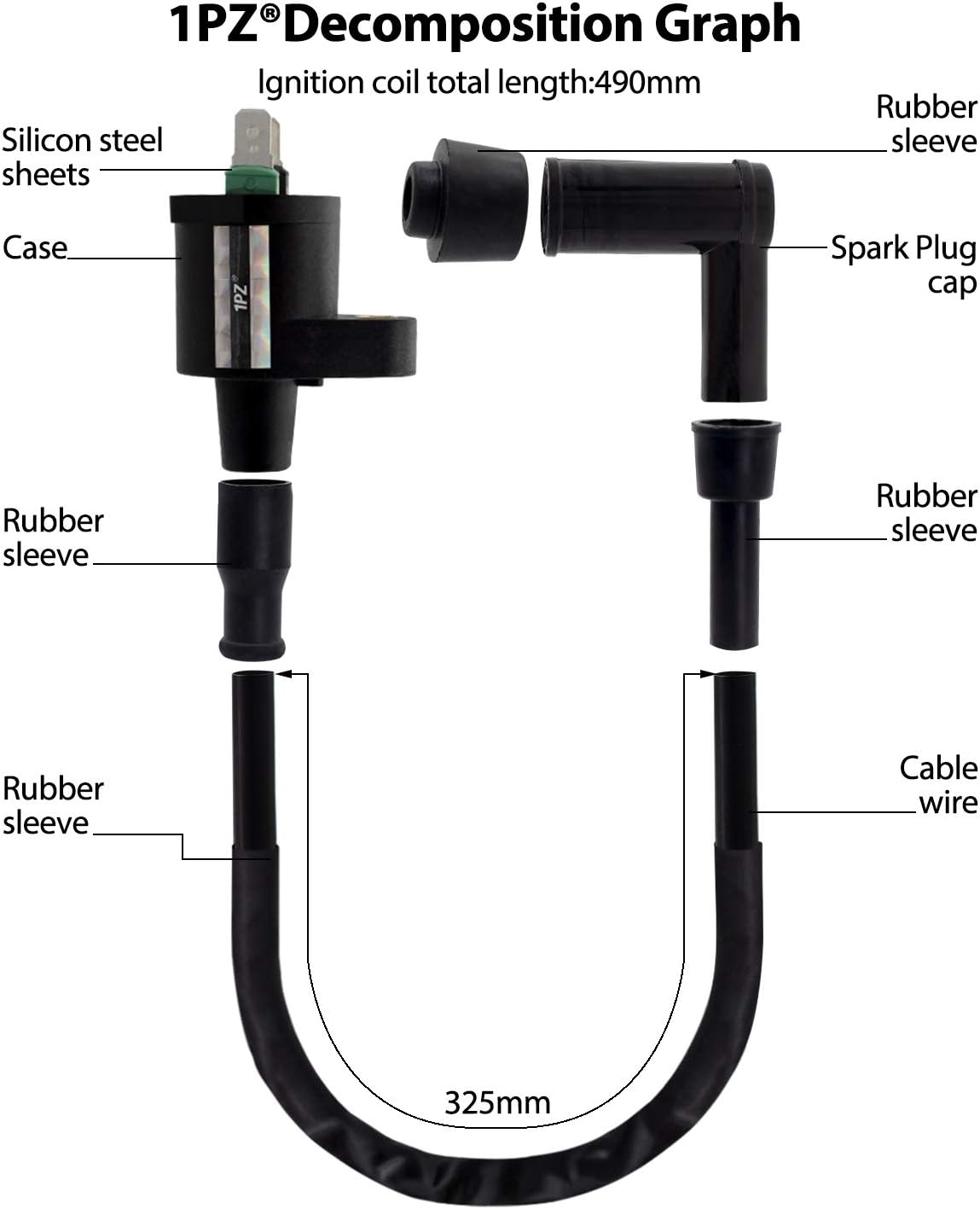 1PZ Ignition Coil for Honda TRX300 FourTrax 1988-2000 ATV