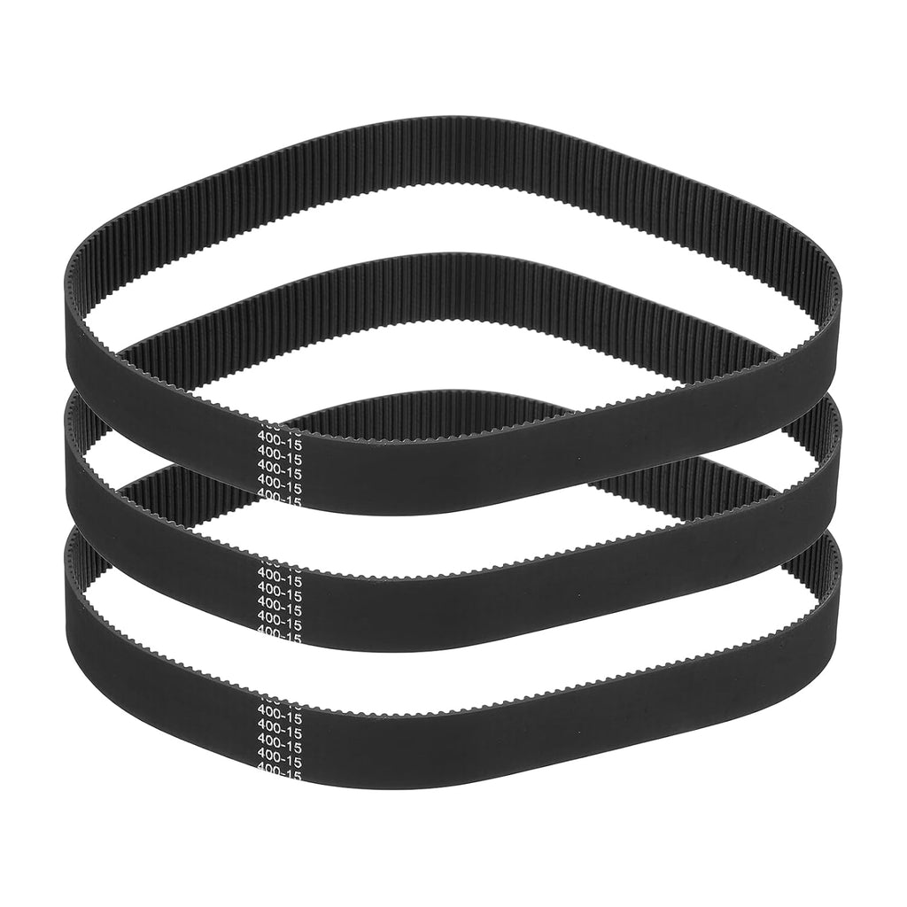 MECCANIXITY 400mm GT-2 Timing Belt 15mm Width 2mm Pitch Black 3pcs