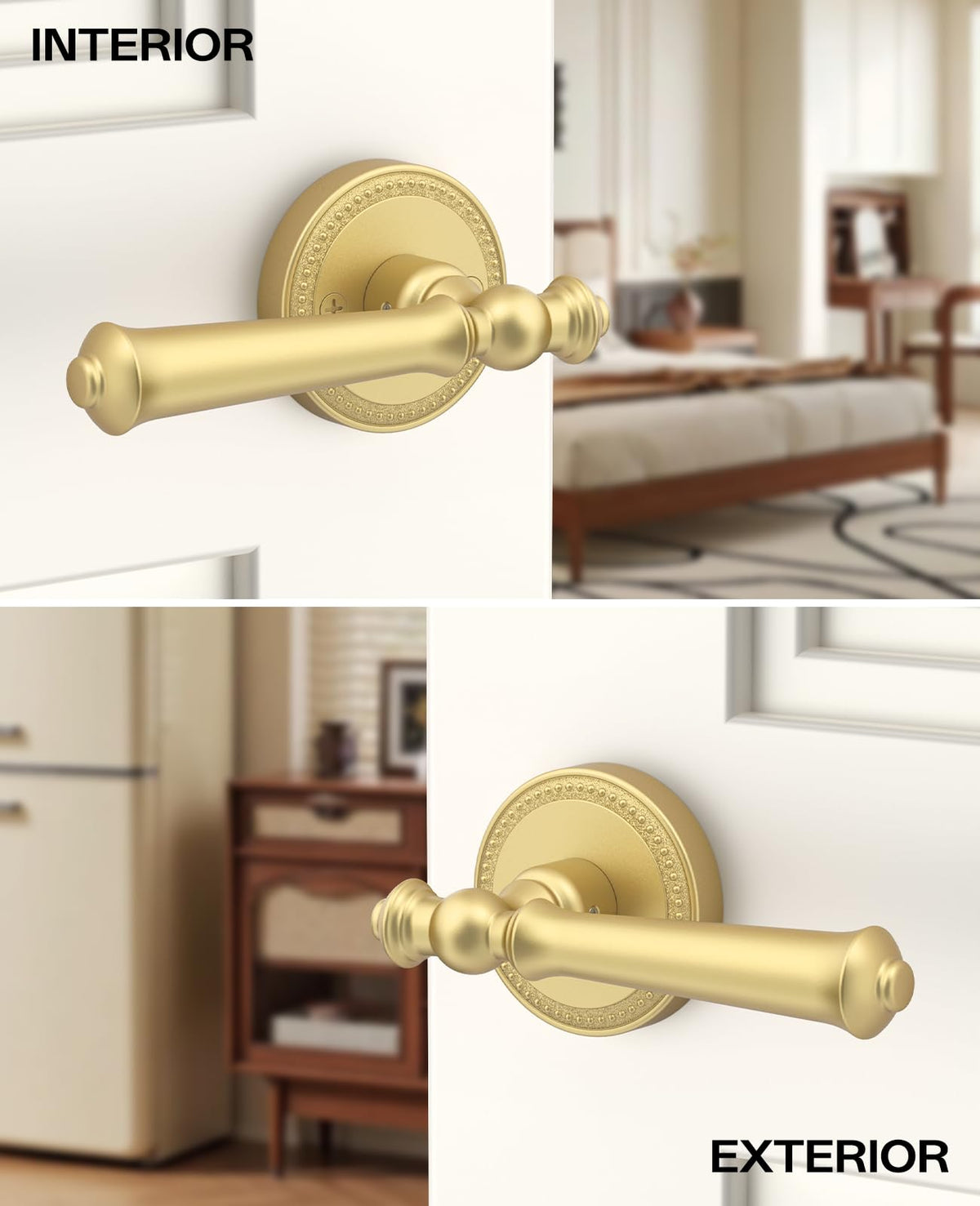 6 Pack Brushed Gold Passage Interior Door Handles