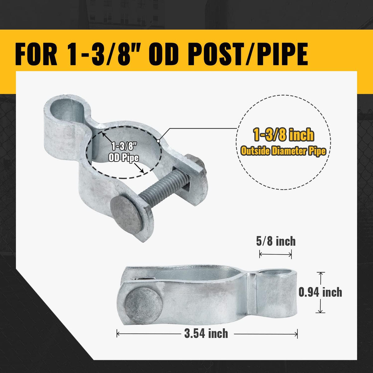 VIVIDA 1-3/8" Chain Link Fence Female Gate Hinge, Pipe Gate Hinge, 2 PCS