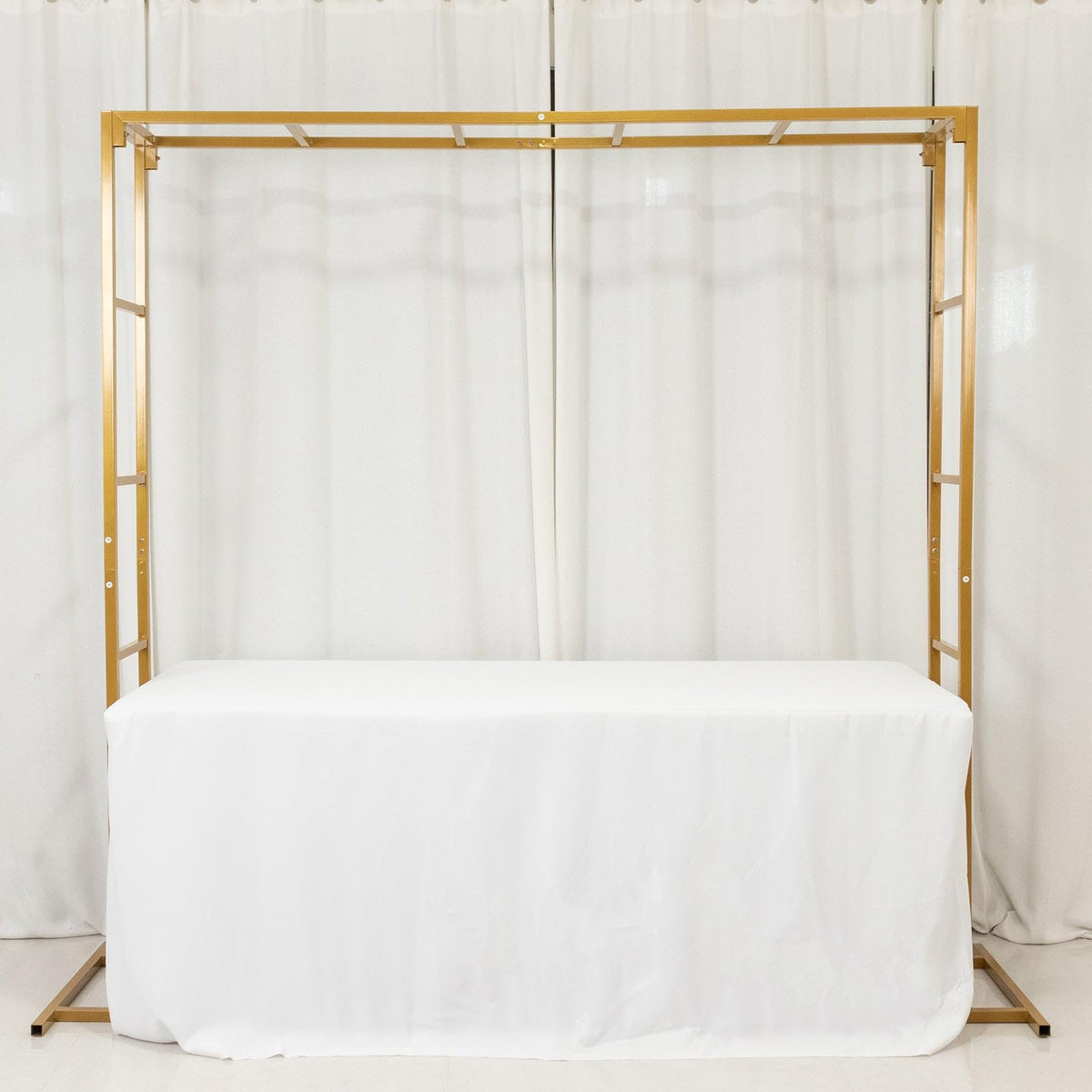 Efavormart 6x6ft Gold Square Wedding Arch, Heavy Duty Double-Frame Metal Backdrop Stand, Rust-Proof Freestanding