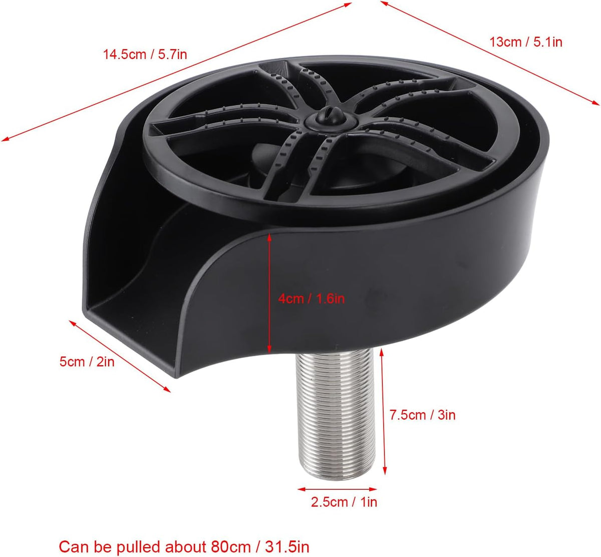 Automatic Glass Washer Cup Rinser, 360 Degree Rotating Spout Sink Accessory Stainless Steel Bottle Washer for