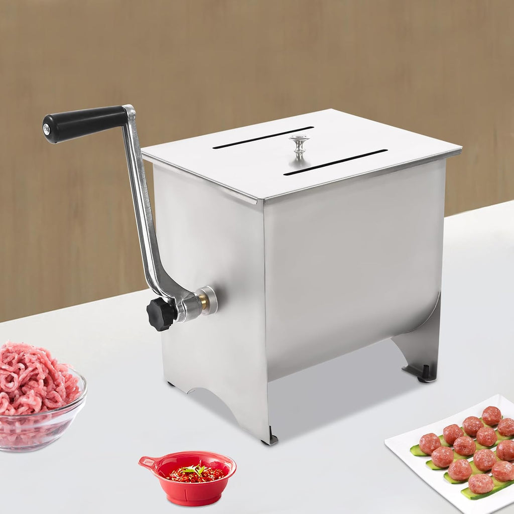 Manual Meat Mixer, 20 lbs Stainless Steel Meat Mixer with Lid Sausge Mixer Machine Hand Beef Mixer Meat Processing