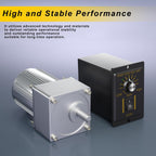 High Torque AC Motor with Gearbox (180K), 110V Reversible Electric Gear Motor Low Speed 7.5rpm & Variable Speed Control Kit for Printing Industry