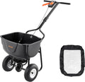 Walk Behind Spreader, 60LBS Capacity, Push Spreader with 0-9.8 ft Spreading Width, 8 in All Terrain Pneumatic Tires