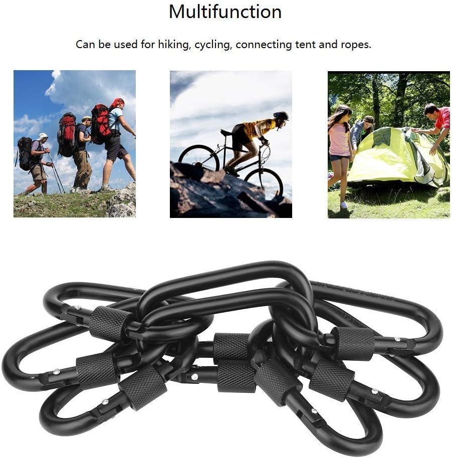 Locking Carabiner Clip, Vonpri 3 Inch D Ring Clips Spring Snap Key Chain Hook Screw Gate Aluminum Carabiners for