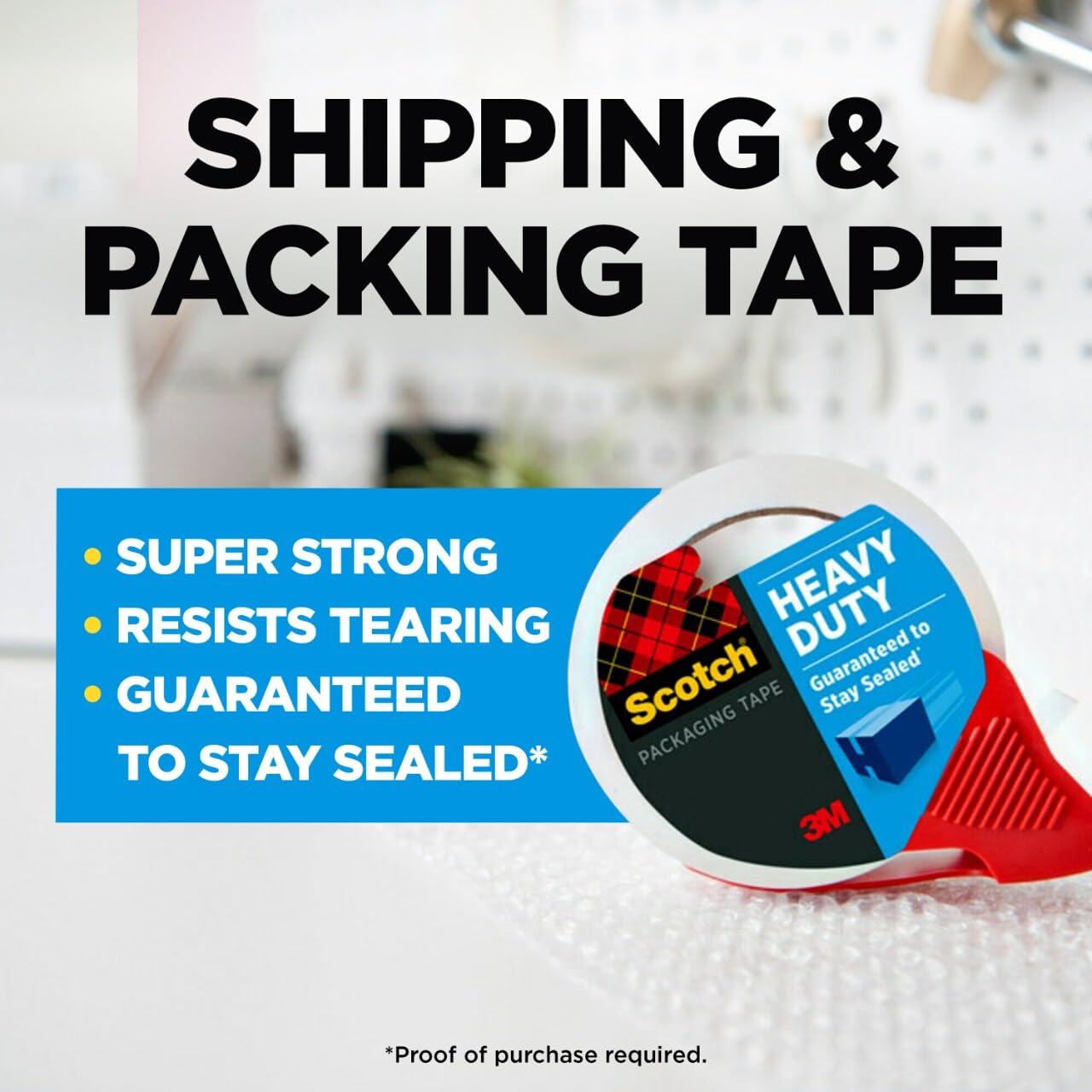 Heavy Duty Shipping Packing Tape, Clear, Shipping and Packaging Supplies, 1.88 in. x 54.6 yd., 4 Tape Rolls with 4