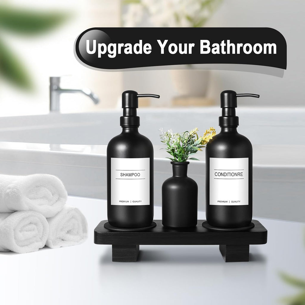 Dish Soap Dispenser for Kitchen, Black Hand Soap Dispenser with Stainless Steel Pump, Kitchen Soap Dispenser Set with