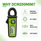 KPS DCM200MINI True RMS Clamp Meter, 300A AC/DC, NCV, 6000-Count Display