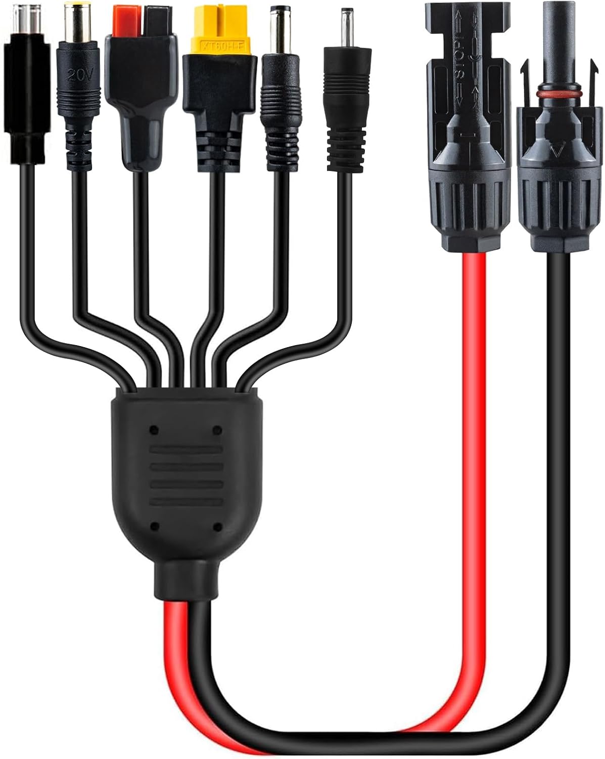 6 in 1 Solar Extension Cable XT60 Anderson DC Adapters 3.6FT | Pure copper, IP67 waterproof, 12AWG 16AWG. Connects