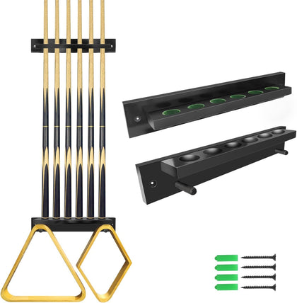 Pool Cue Rack Wall Mounted Rack Billiard Cue Wall Rack Cue Rest Cue Stick Holder for Pool Cue Set