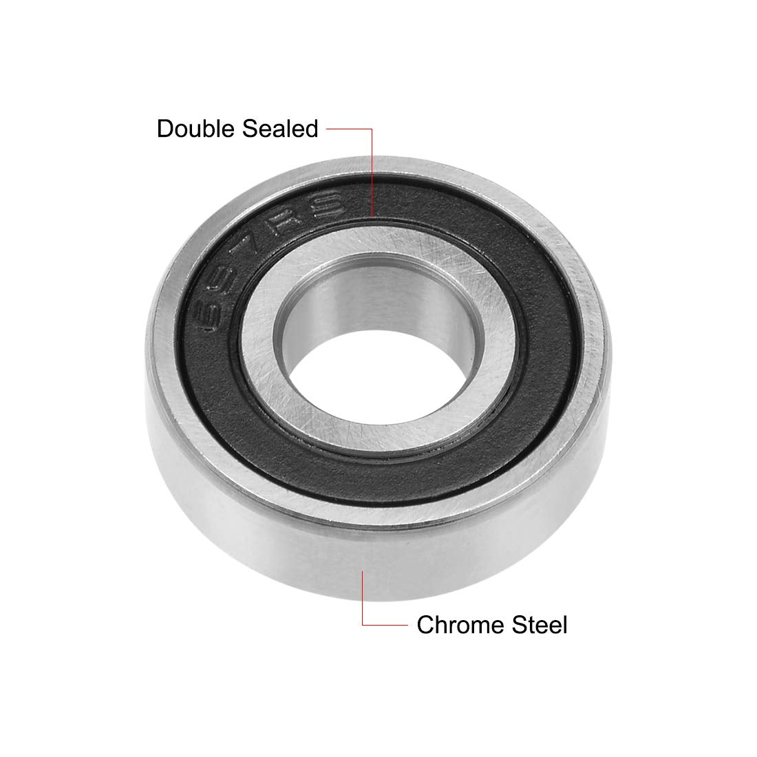uxcell 697-2RS Deep Groove Ball Bearing 7x17x5mm Double Sealed Chrome Steel Bearings 10-Pack