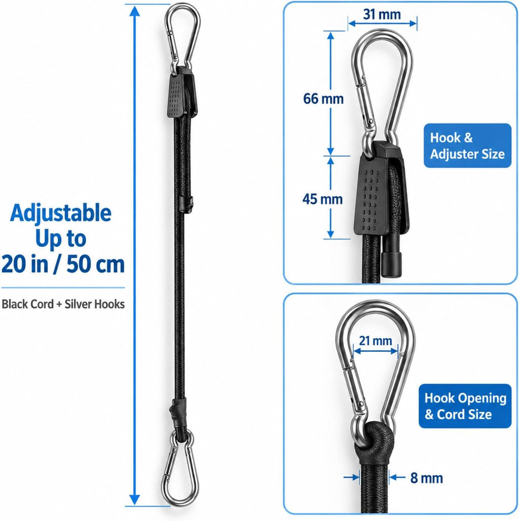 6 Adjustable Elastic Horse Blanket Leg Straps 20" Double End Clips