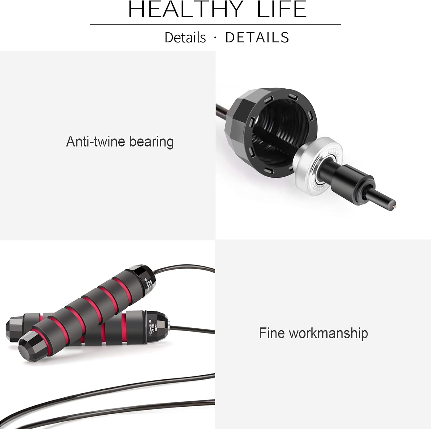 Skipping Rope with Ball Bearings Rapid Speed Adjustable Jump Rope Cable and 6” Memory Foam Handles Ideal for Aerobic