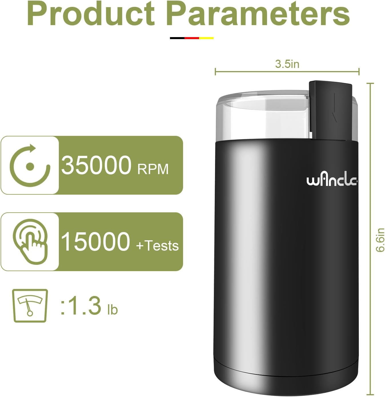 Electric Coffee Grinder, Spice Grinder, One Touch Coffee Mill for Beans, Spices and More, with Clean Brush Black