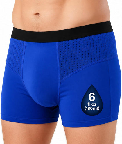 Mens Incontinence Underwear Washable Reusable Boxer Briefs (Blue, X-Large)