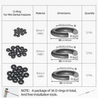 O-Ring, Buna-n, Tool Kit with 3 Convenient Sizes, Replacement for Mini Dental Implants