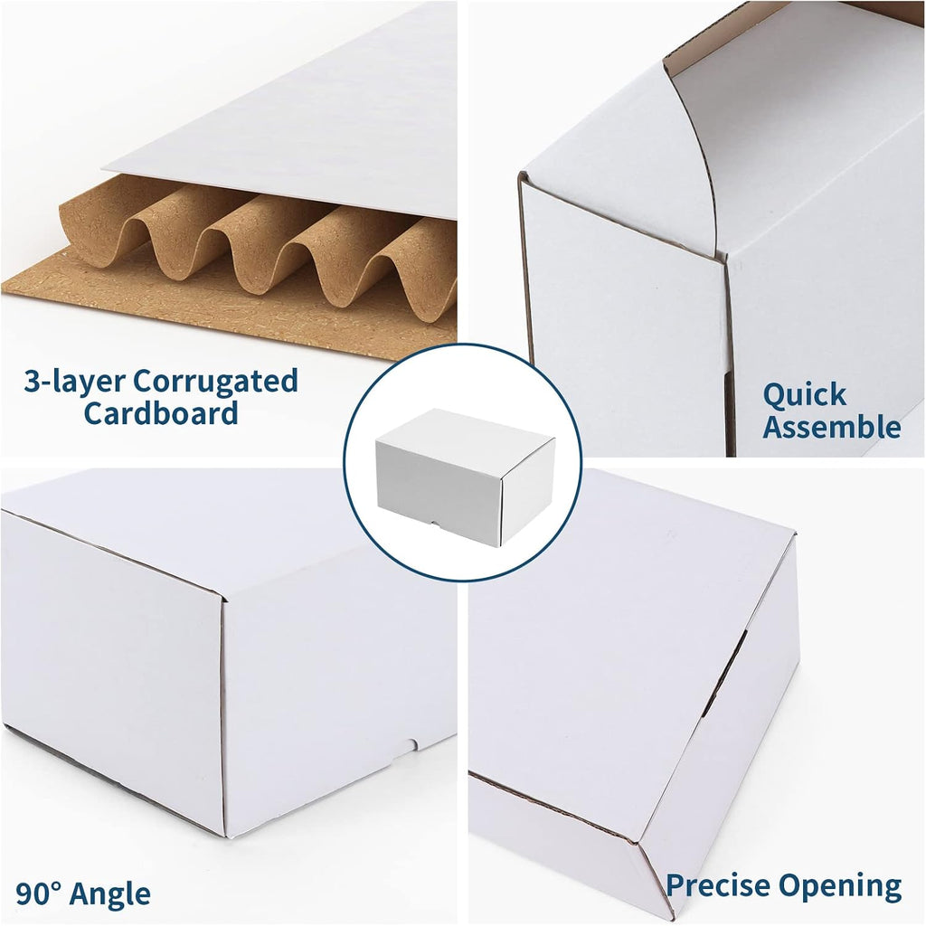 10x7x5 White Shipping Boxes Set of 20, Corrugated Cardboard Mailer Boxes for Packaging Small Business Mailing Gifts