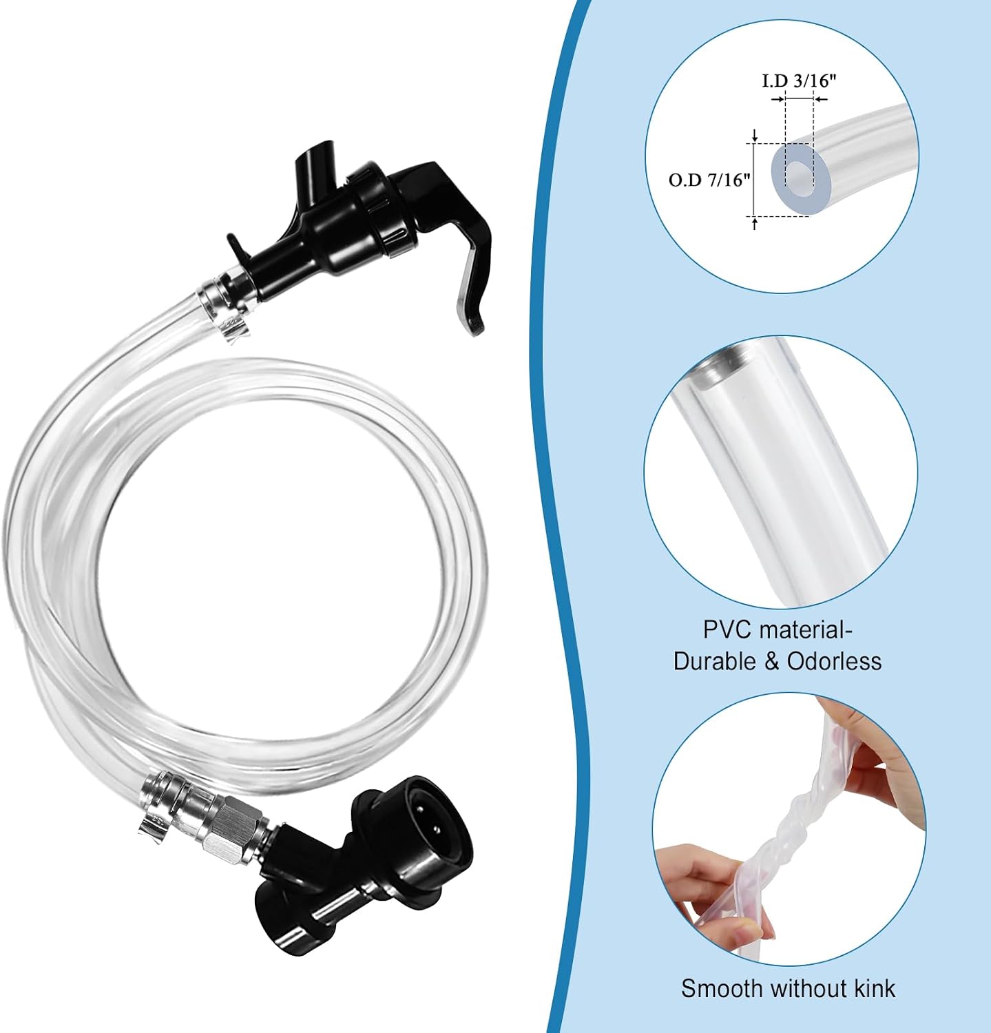 3ft Ball Lock Beer Line, Assembly Corny Keg Party Tap Beer Line | Ball Lock Liquid Quick Disconnect & Faucet Tap Kit