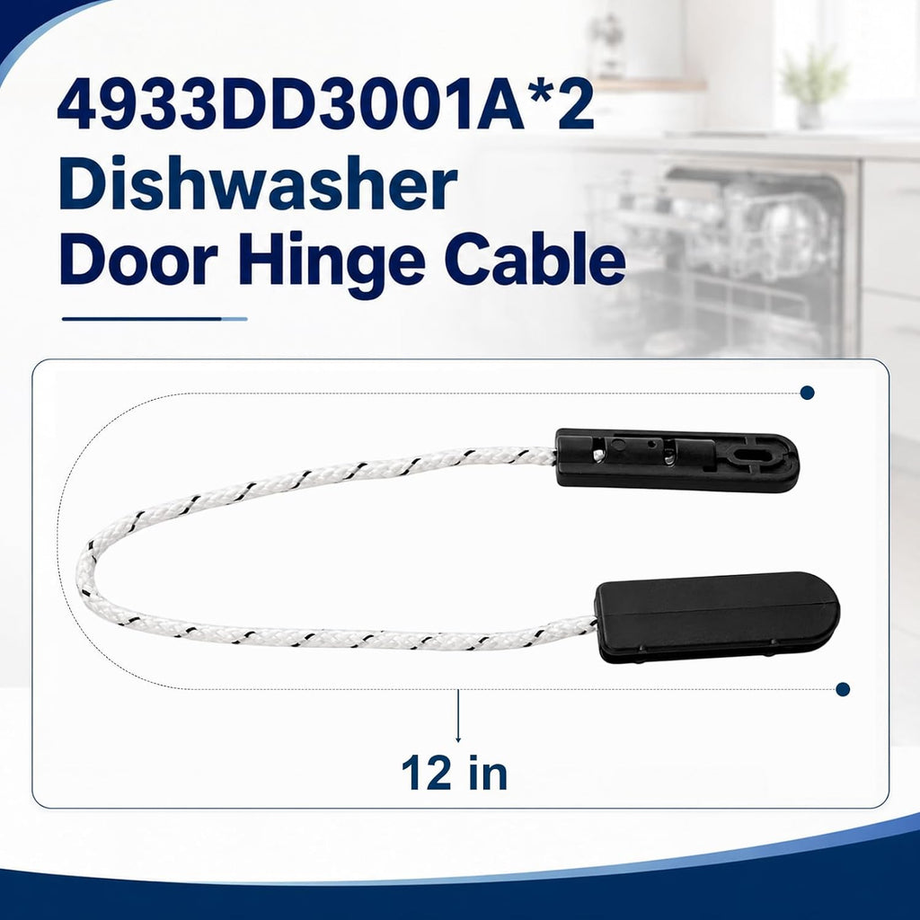 4933DD3001A 2-Pack Dishwasher Door Hinge Cable Assembly for LG & Kenmore