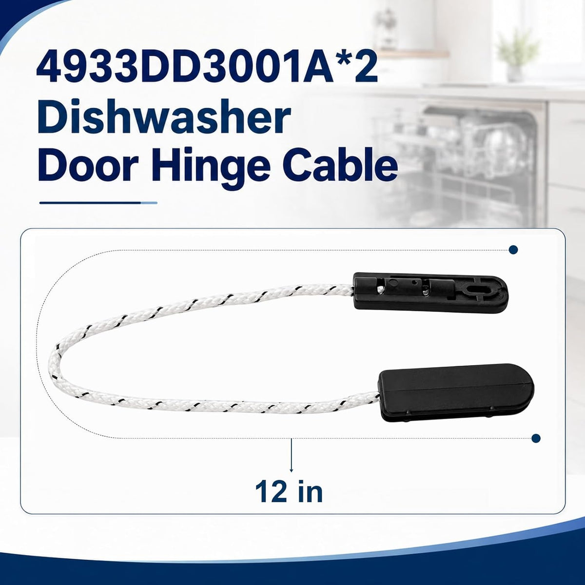 4933DD3001A 2-Pack Dishwasher Door Hinge Cable Assembly for LG & Kenmore