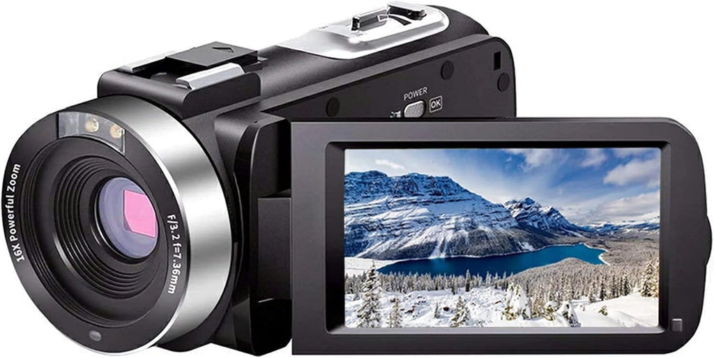 Video Camera Camcorder Full HD 1080P 30FPS 24.0 MP IR Night Vision Vlogging Camera Recorder 3.0 Inch IPS Screen 16X