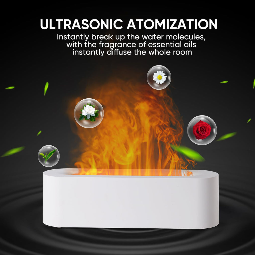 Essential Oil Diffuser, Fireplace Flame Fire Oil Diffuser, 150ml Ultrasonic Cool Mist Aromatherapy Humidifier, Scent