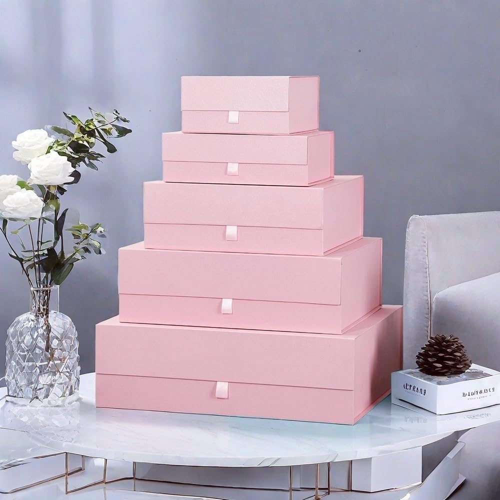 Pink Gift Box Large with Magnetic Closure Lid 13.5x11.8x4.7 Inches