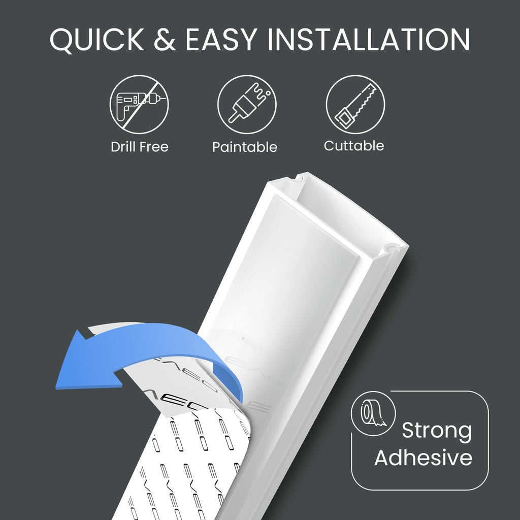 Cable Hider Wall - 153" Wall Cord Hider, Cable Concealer, Wire Covers for Cords - Wall Cable Hider and Cable Raceway