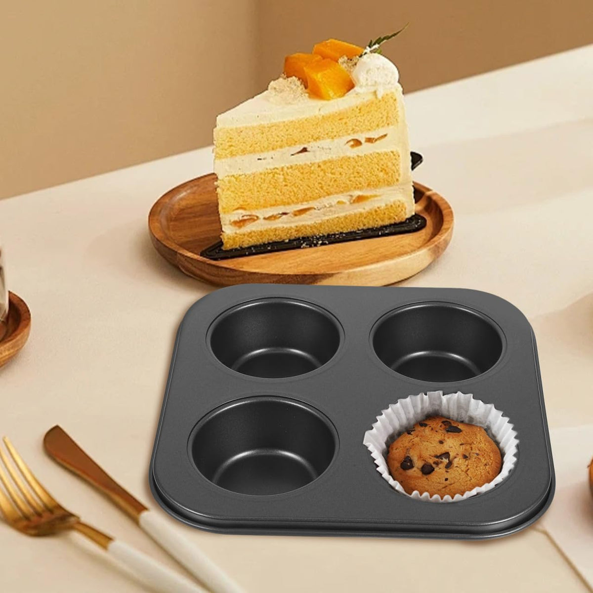 Jumbo Muffin Pan 4 Grids Muffin Baking Cups Non-stick for Home Professional Use