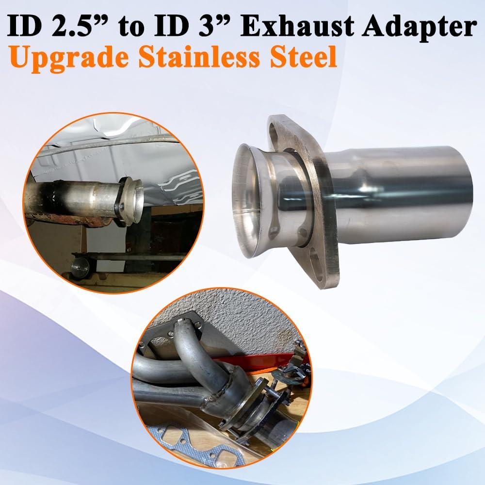 ID 2.5" to ID 3" Stainless Steel Exhaust Adapter w/Flange Ugrade Replace #41726