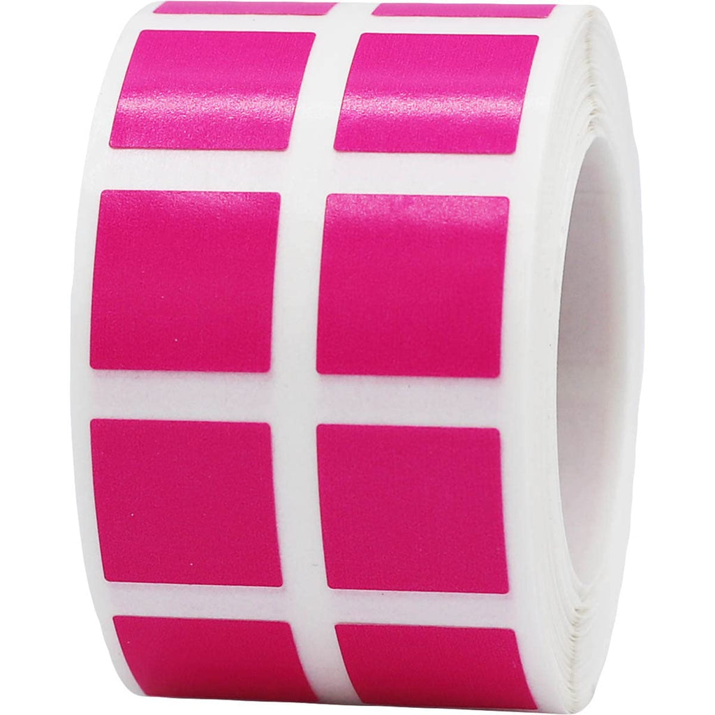 Hot Pink 1/2" Inch Square Adhesive Labels 1,000 Color Coding Dot Stickers for Efficient Inventory Management