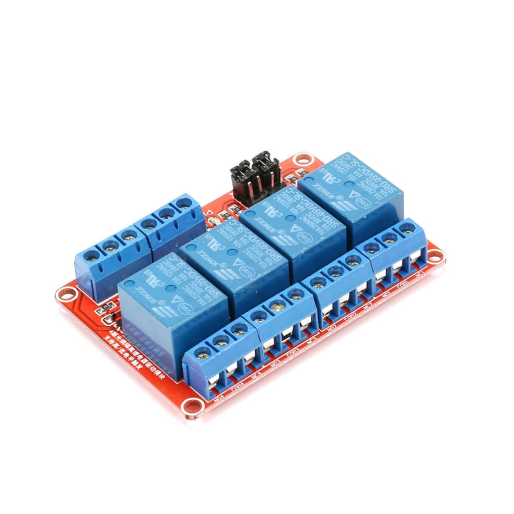 5V 4-Channel Relay Module with Optocoupler Isolation, Supports High and Low Level Trigger, Compatible with Arduino and Raspberry Pi for DIY Electronics Projects