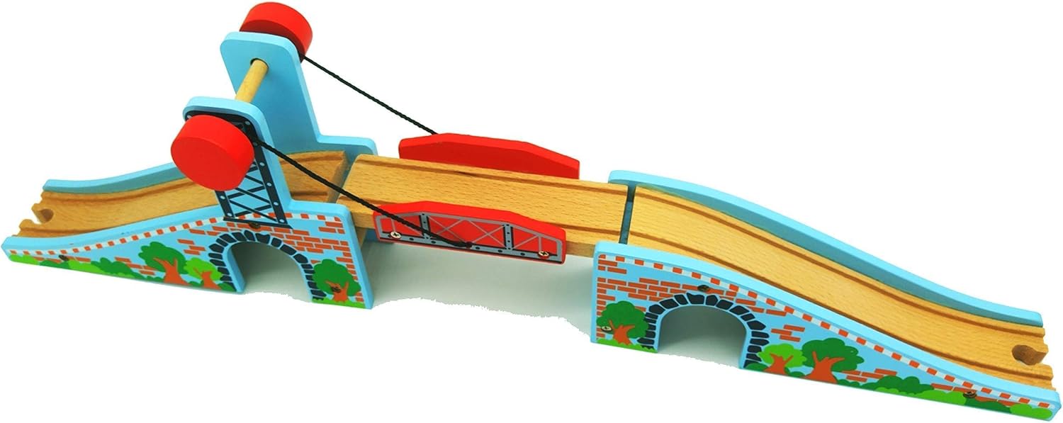 Wooden Train Tracks Accessories Wood Train Lifting Bridge for Railroad Tracks fits for All Railway Tracks