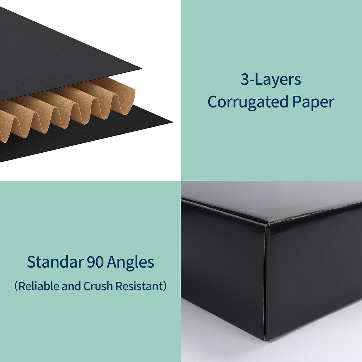 12x9x4 Black Shipping Boxes 20 Pack, Large Cardboard Mailer Boxes for Small Business Shipping Packaging