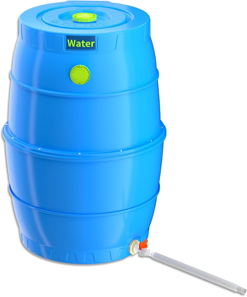 50 Gallon Water Collection Barrel-Drinking Water Storage Barrel with Spigots-Emergency Water Supply System