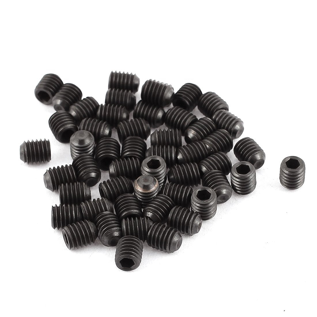 uxcell 50Pcs Black M5 X 6mm Alloy Steel Hex Socket Set Grub Screws Headless Cup Point