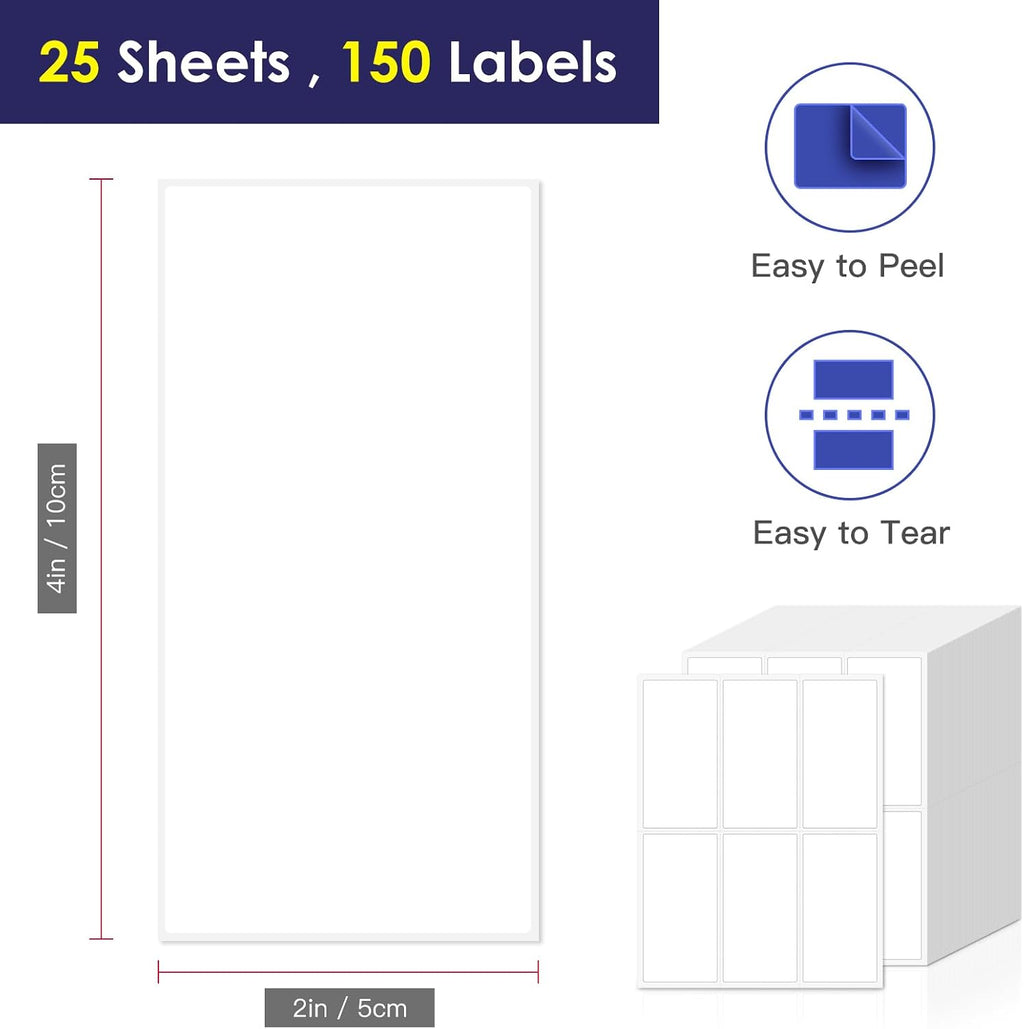 150 Pcs 2"x4" Blank Removable Labels for Storage Bins No Residue