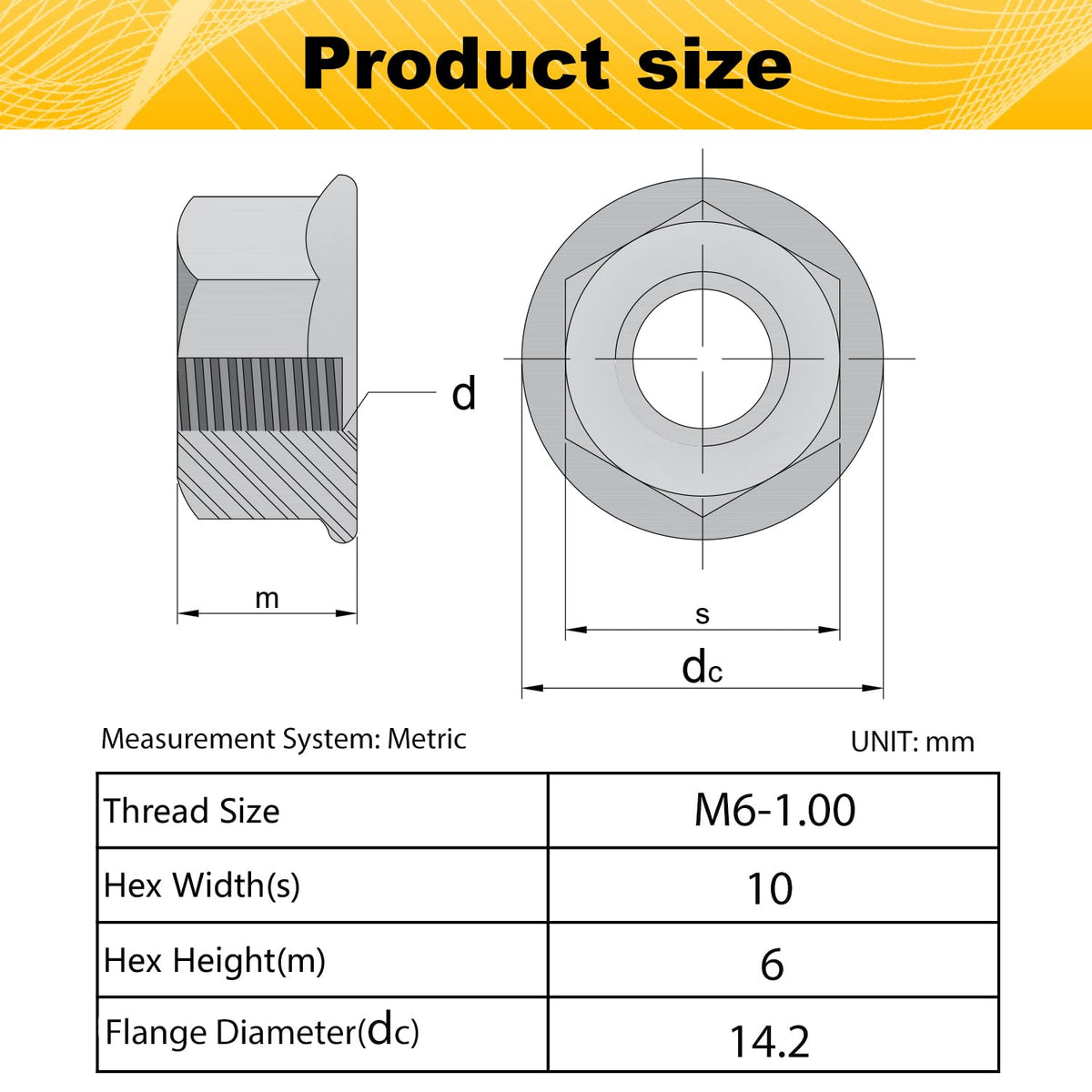 55 Pack M6 Serrated Flange Hex Nuts for DIY Home Mechanism